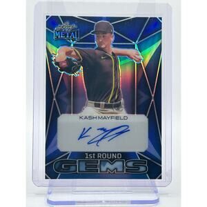 2024 Leaf Metal Baseball Kash Mayfield 1st Round Gems Blue Auto 21/25 SP Padres